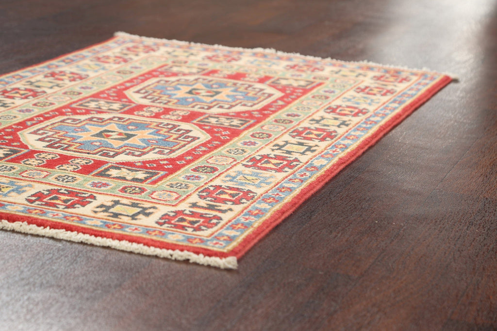 Geometric Kazak Oriental Area Rug 3x4