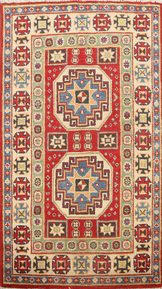 Geometric Kazak Oriental Area Rug 3x4