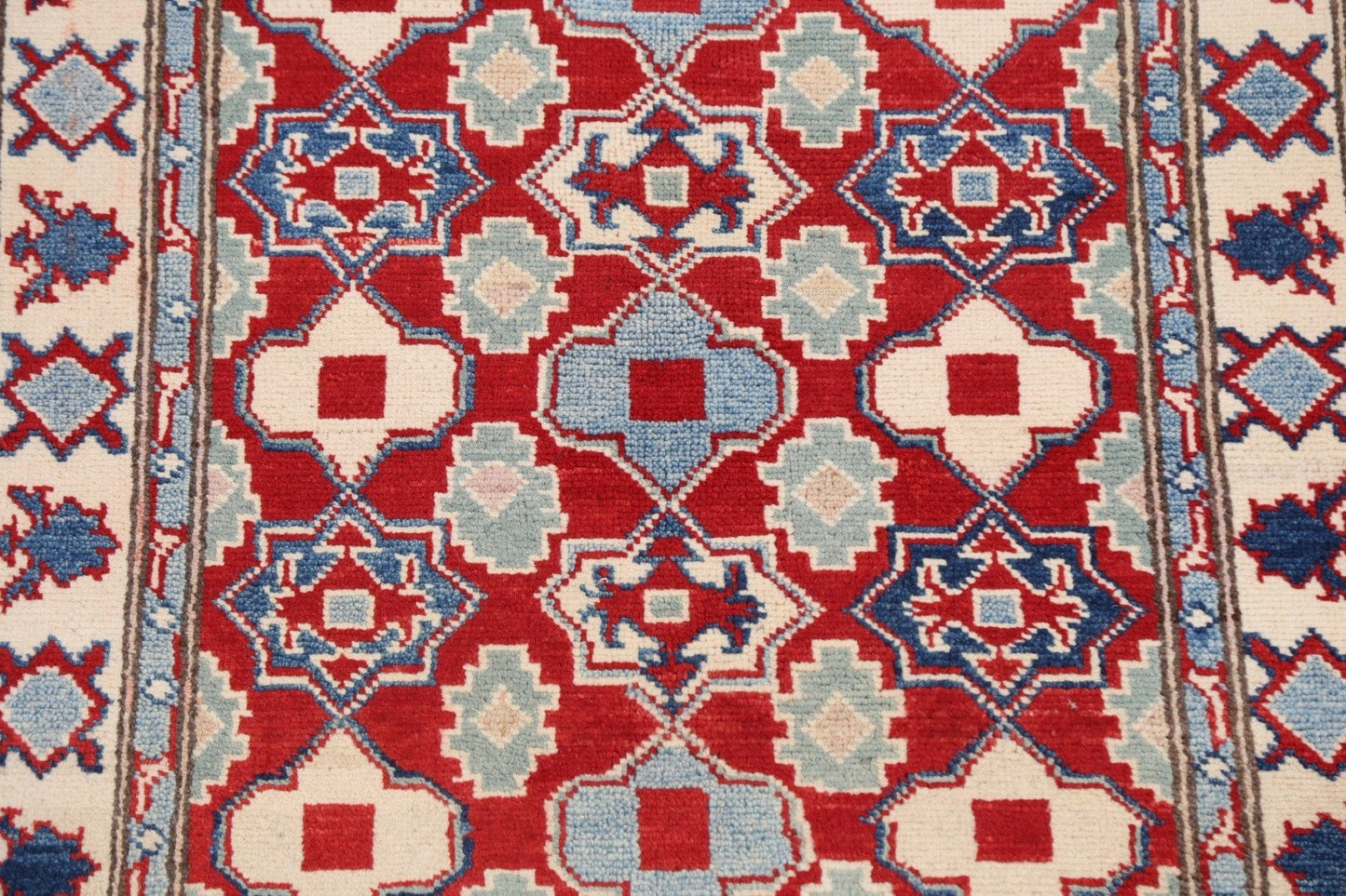 Geometric Red Kazak Oriental Area Rug 3x4