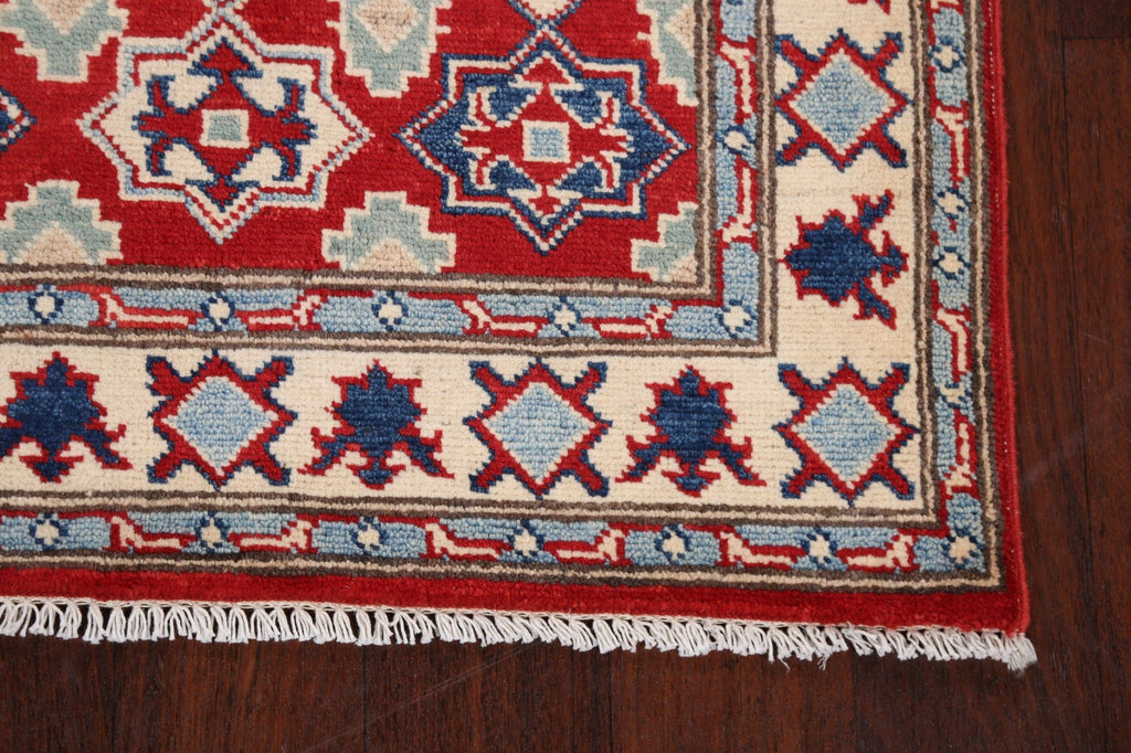 Geometric Red Kazak Oriental Area Rug 3x4