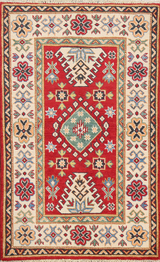 Geometric Kazak Oriental Area Rug 3x4