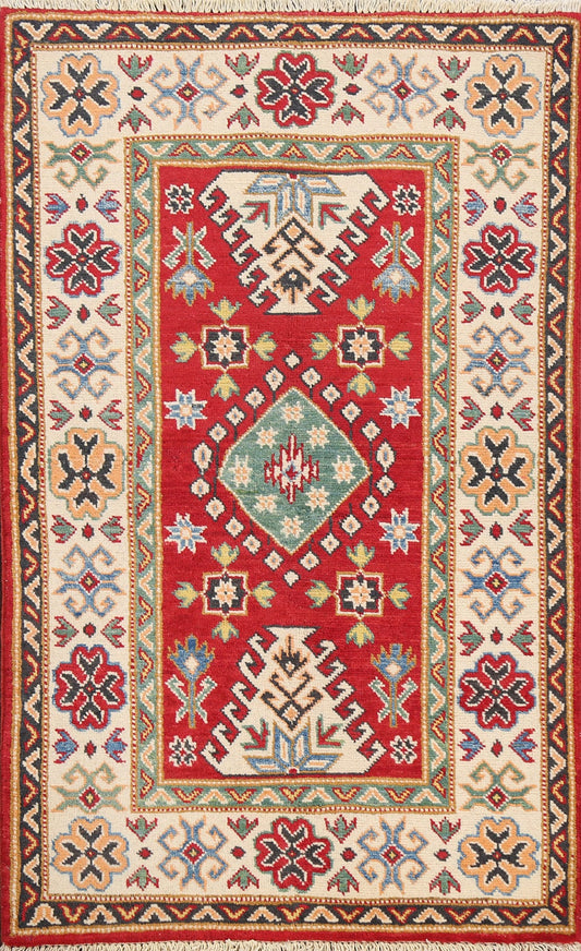 Geometric Kazak Oriental Area Rug 3x4