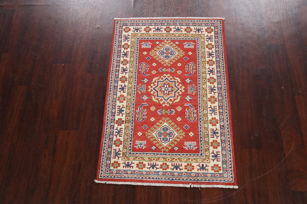 Geometric Red Kazak Oriental Area Rug 3x4