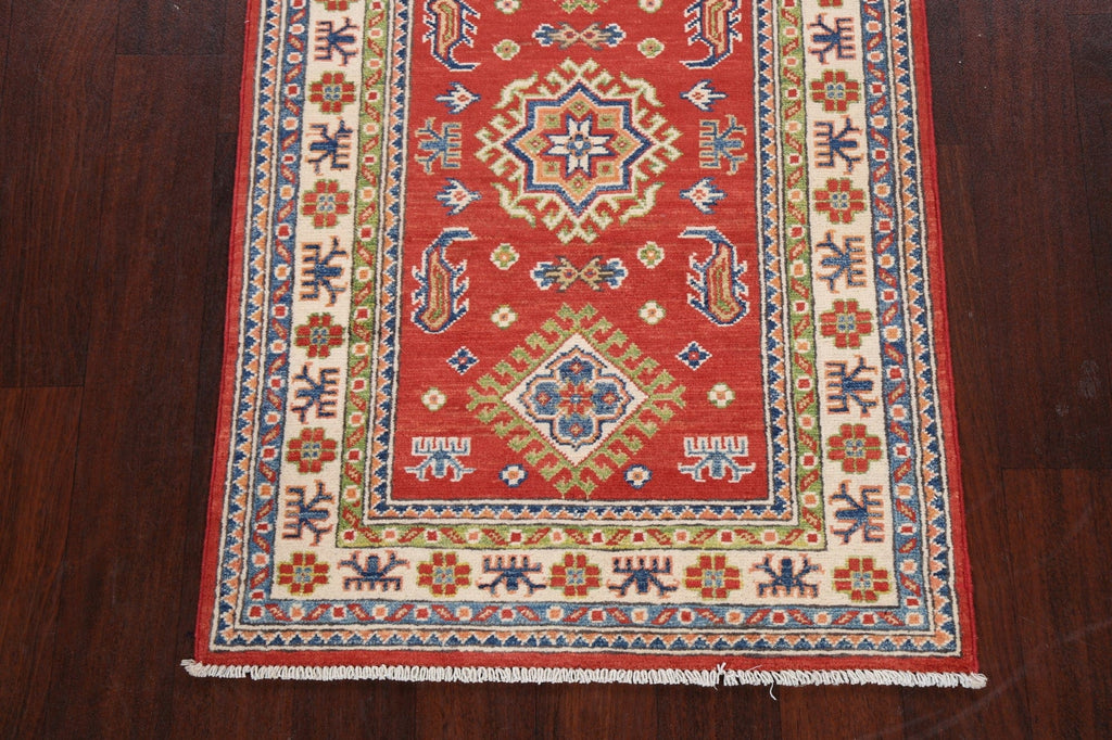 Geometric Red Kazak Oriental Area Rug 3x4