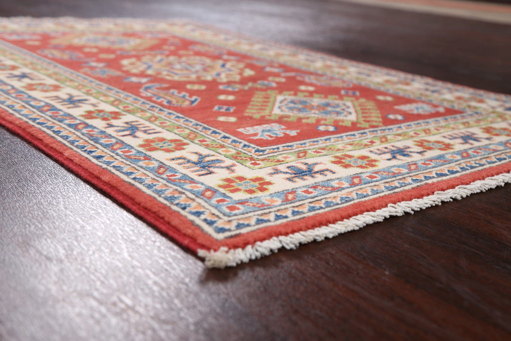 Geometric Red Kazak Oriental Area Rug 3x4