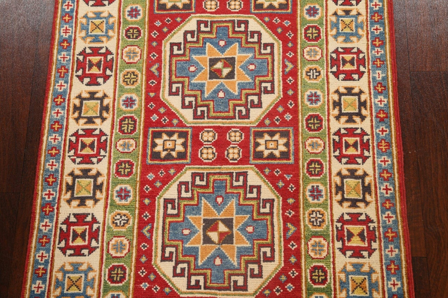 Geometric Kazak Oriental Area Rug 3x4