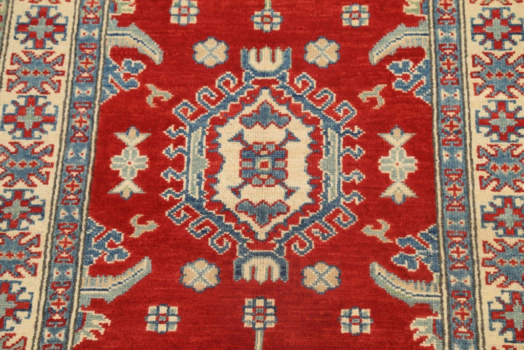 Geometric Red Kazak Oriental Area Rug 3x4