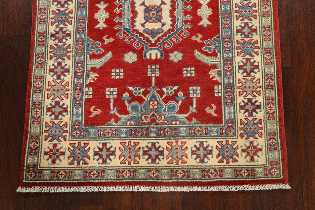 Geometric Red Kazak Oriental Area Rug 3x4