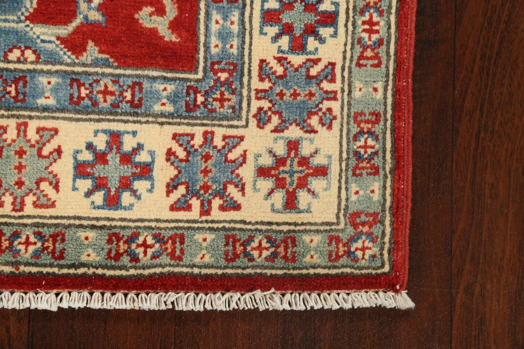 Geometric Red Kazak Oriental Area Rug 3x4