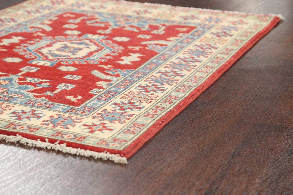 Geometric Red Kazak Oriental Area Rug 3x4