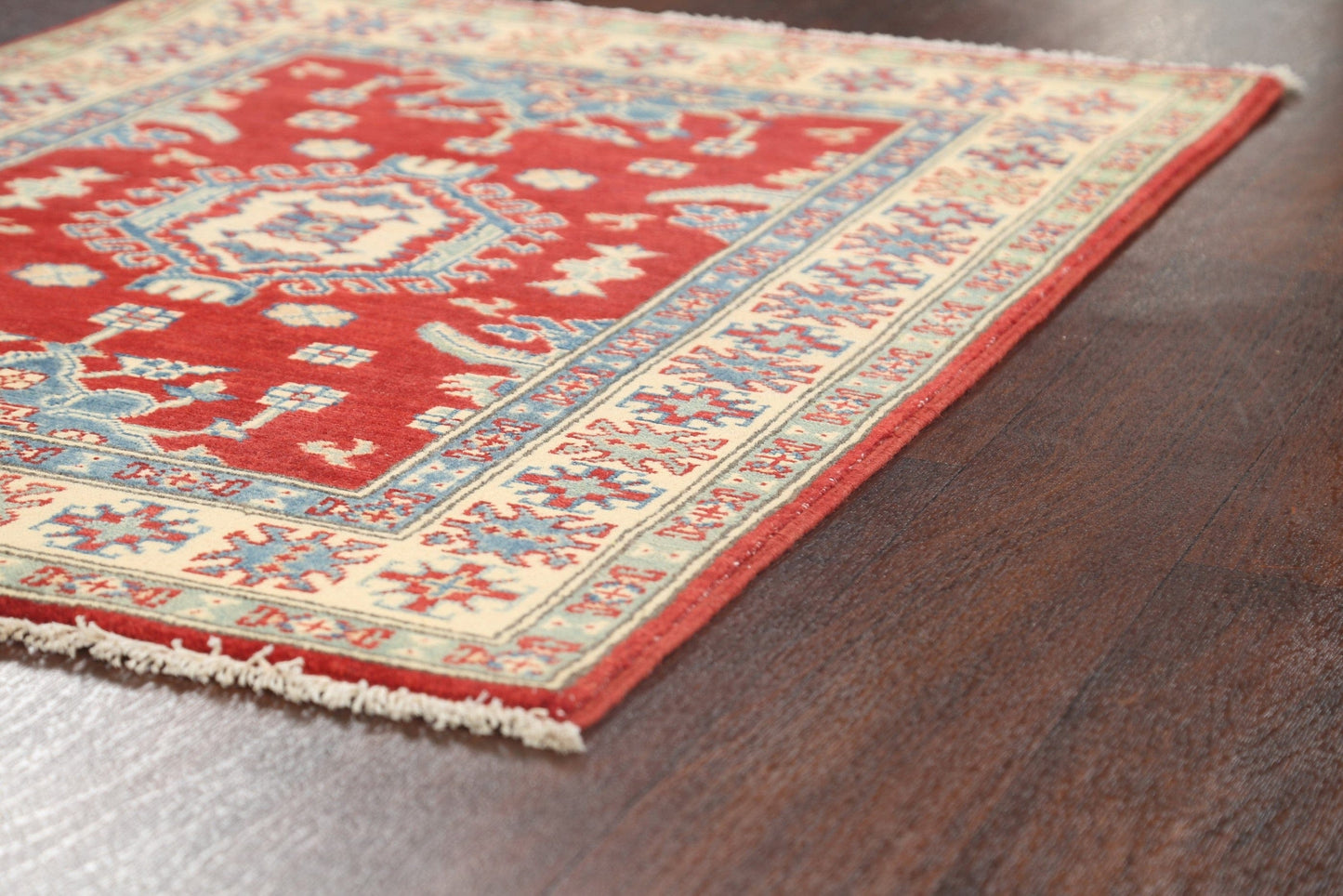 Geometric Red Kazak Oriental Area Rug 3x4