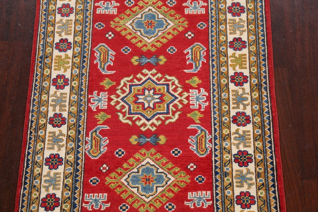 Geometric Red Kazak Oriental Area Rug 3x4