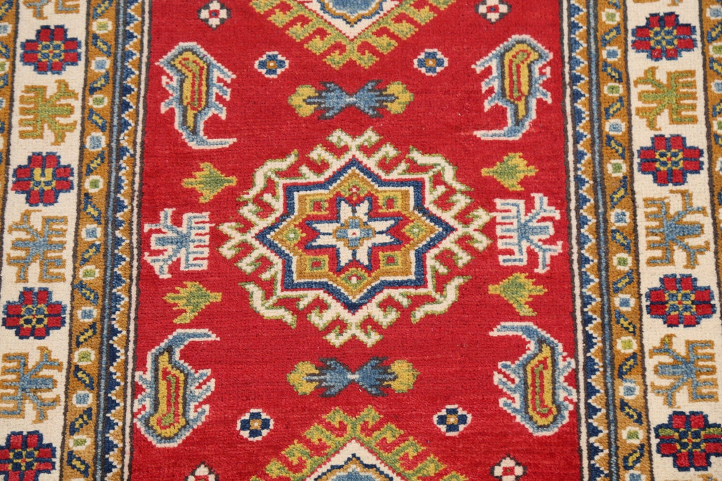 Geometric Red Kazak Oriental Area Rug 3x4