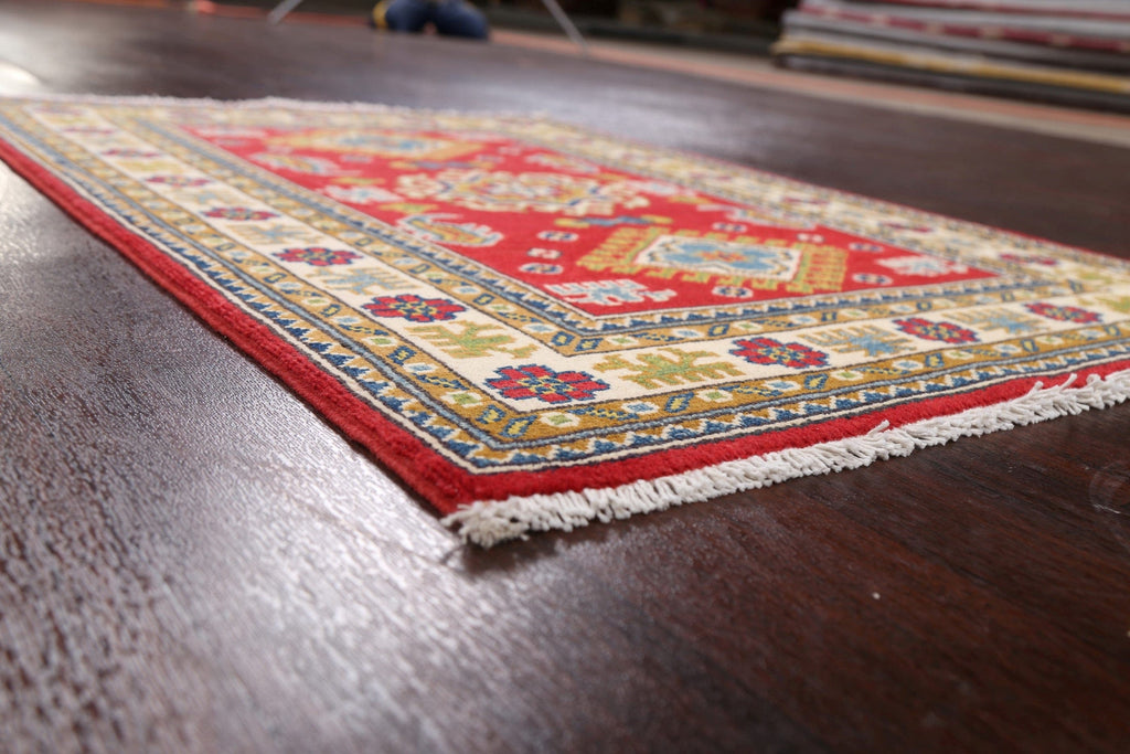 Geometric Red Kazak Oriental Area Rug 3x4