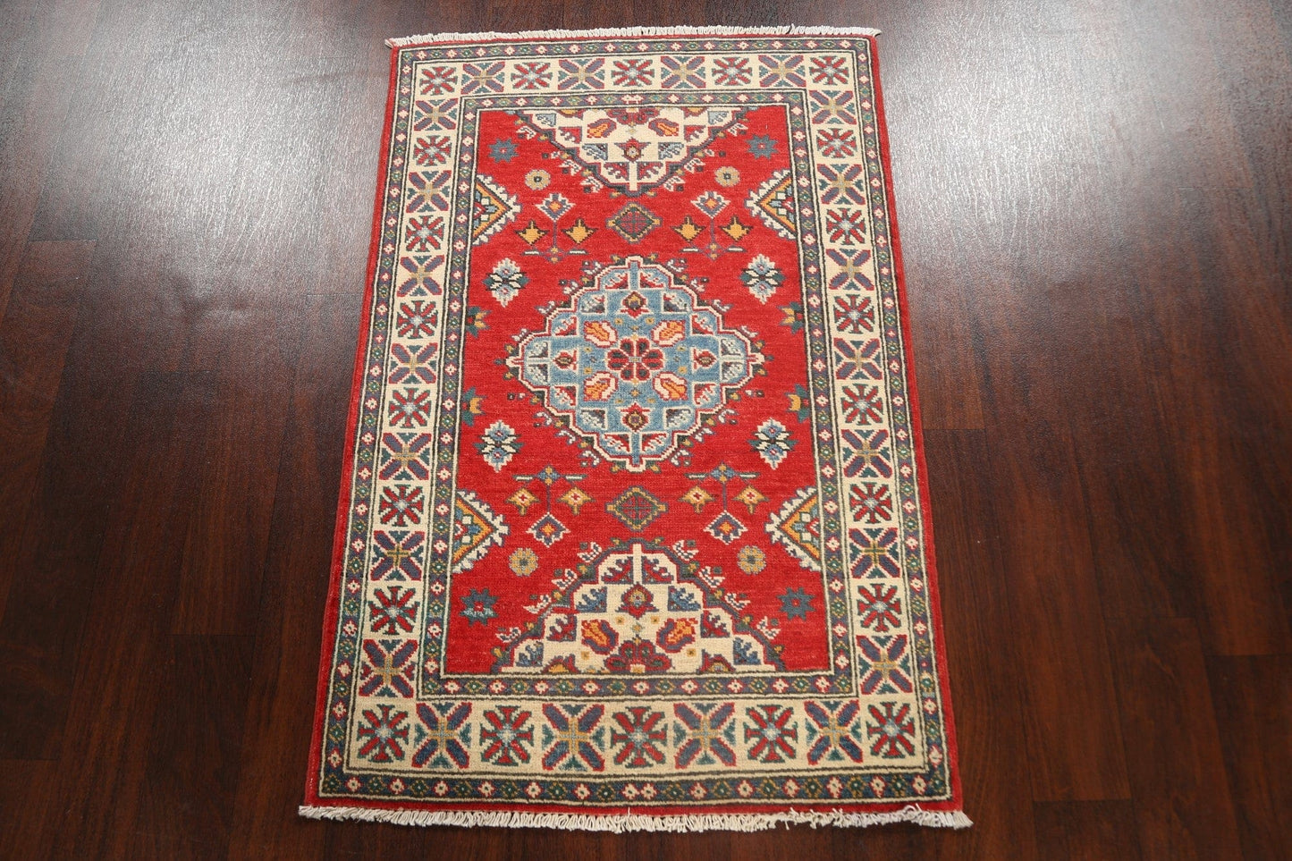 Geometric Kazak Oriental Area Rug 3x4