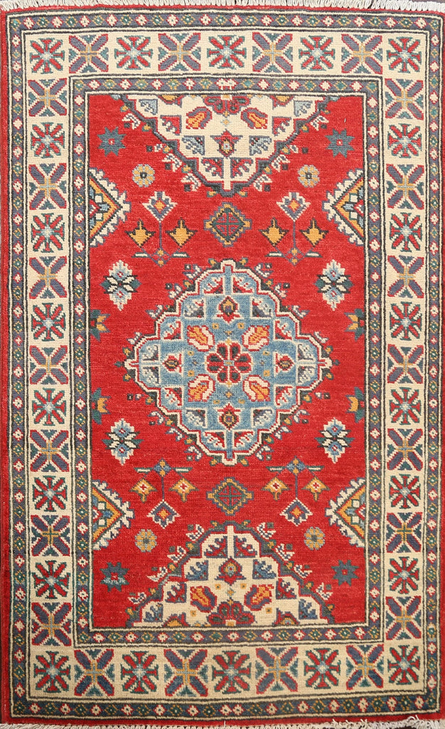 Geometric Kazak Oriental Area Rug 3x4