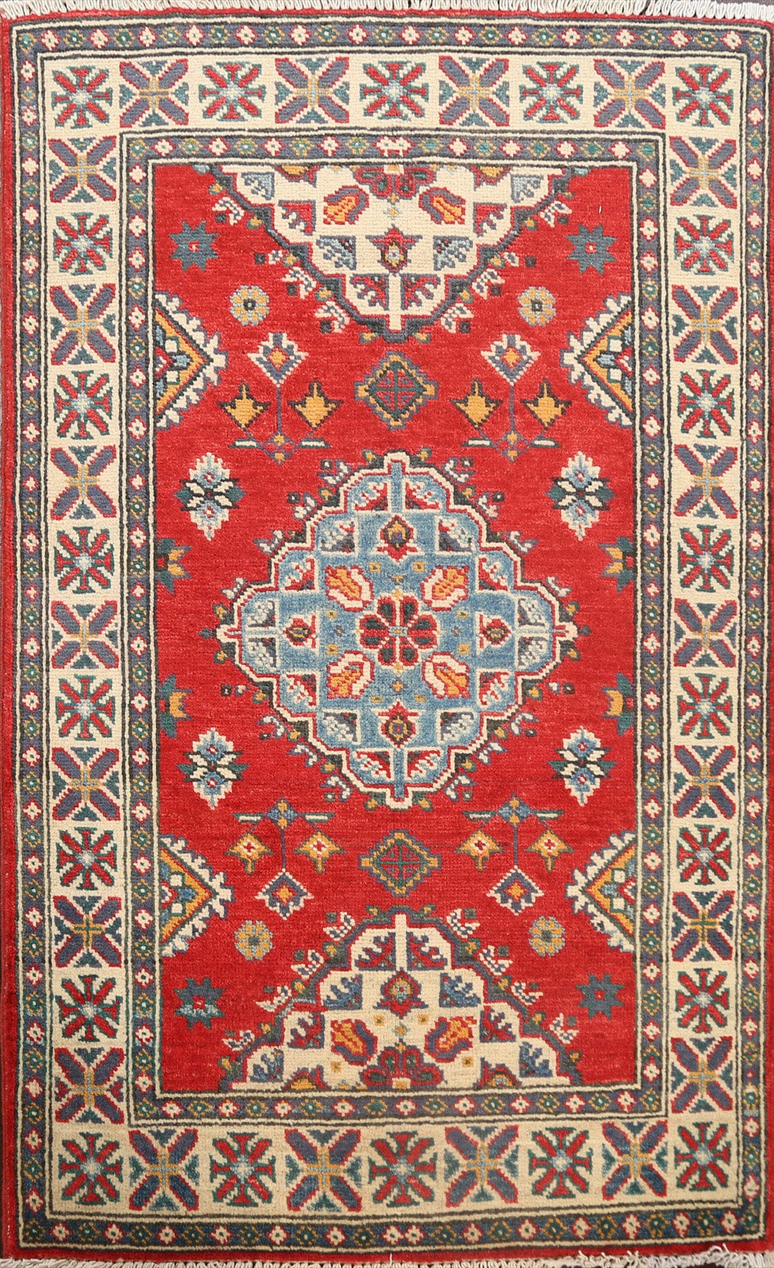 Geometric Kazak Oriental Area Rug 3x4