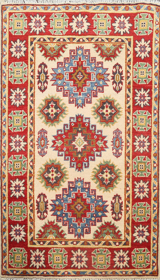 Geometric Kazak Oriental Area Rug 3x4