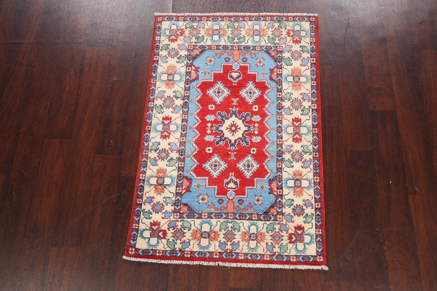 Geometric Kazak Oriental Area Rug 3x4