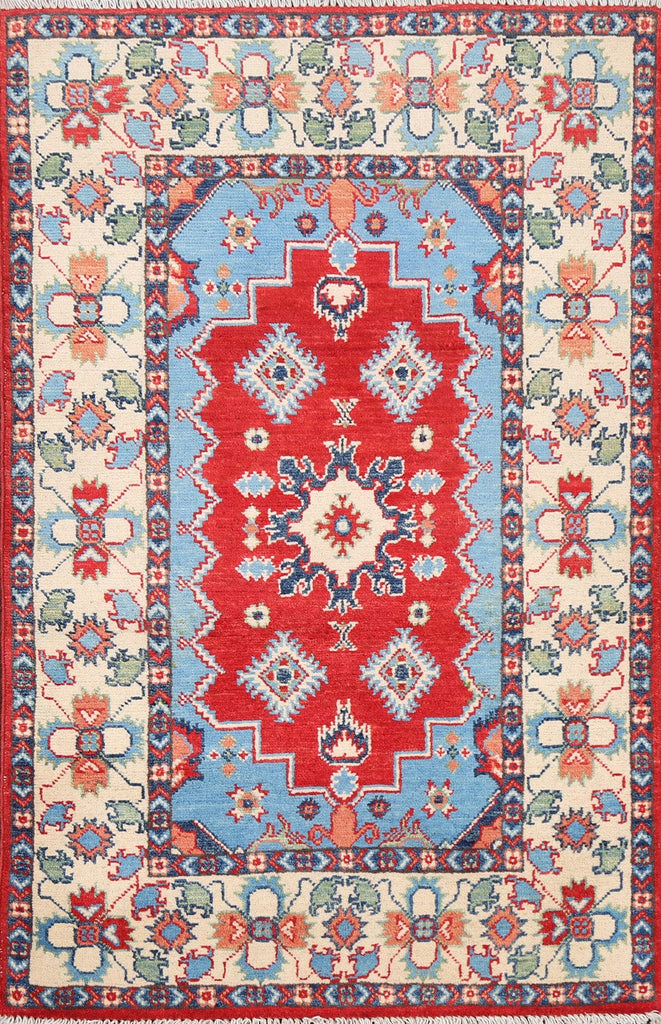 Geometric Kazak Oriental Area Rug 3x4