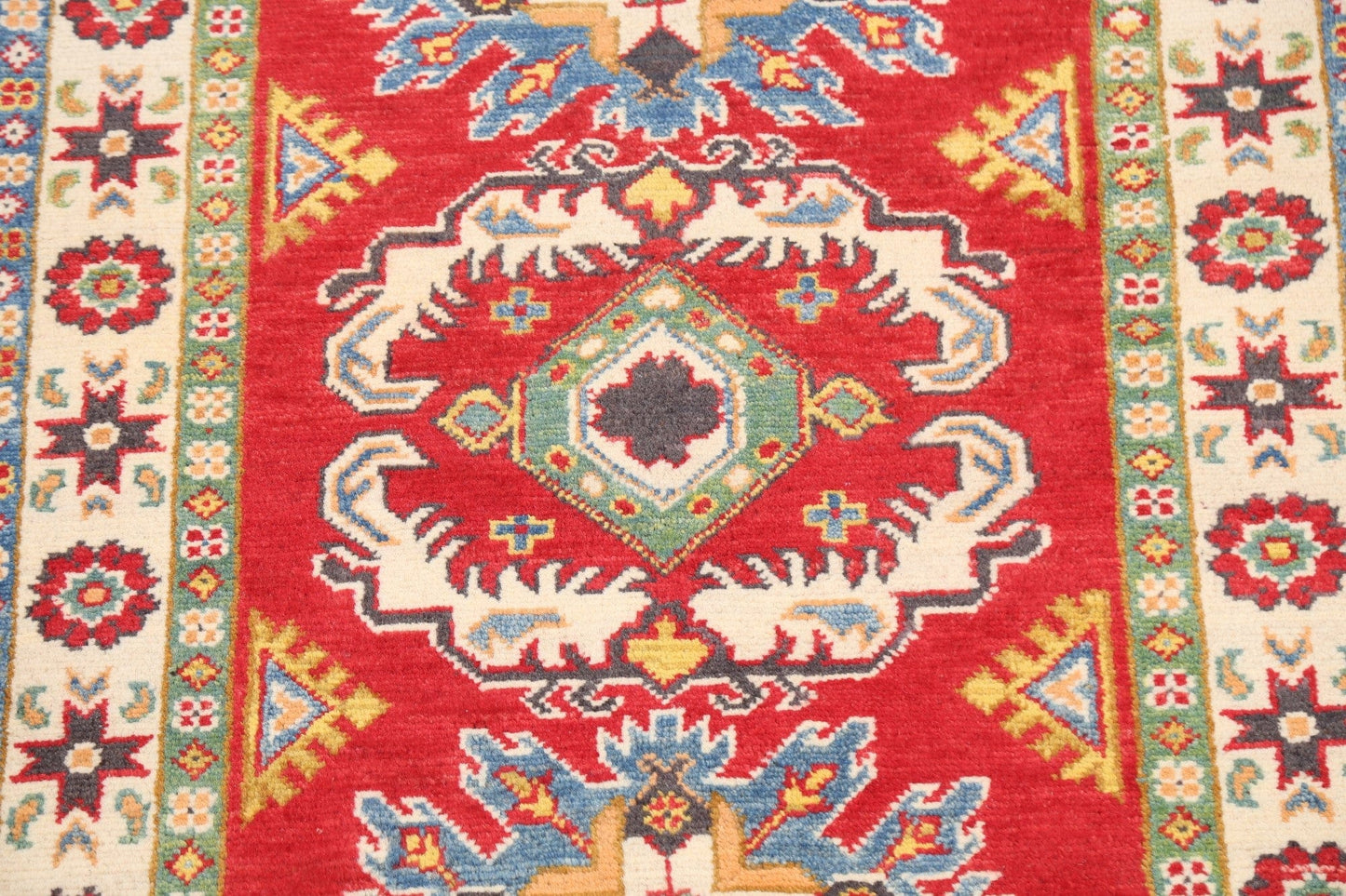 Geometric Kazak Oriental Area Rug 3x4