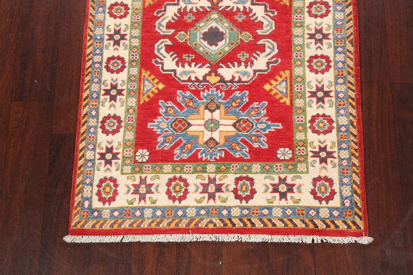 Geometric Kazak Oriental Area Rug 3x4