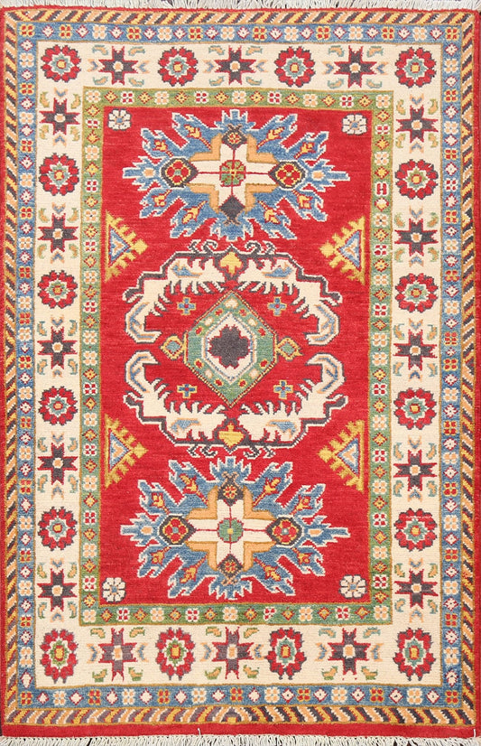 Geometric Kazak Oriental Area Rug 3x4