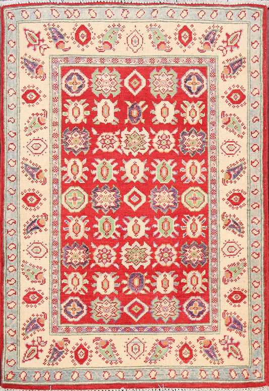 Geometric Kazak Oriental Area Rug 3x4