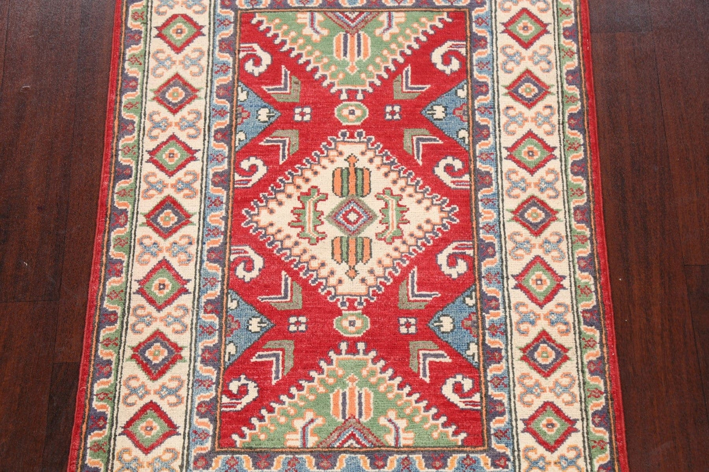 Geometric Kazak Oriental Area Rug 3x4