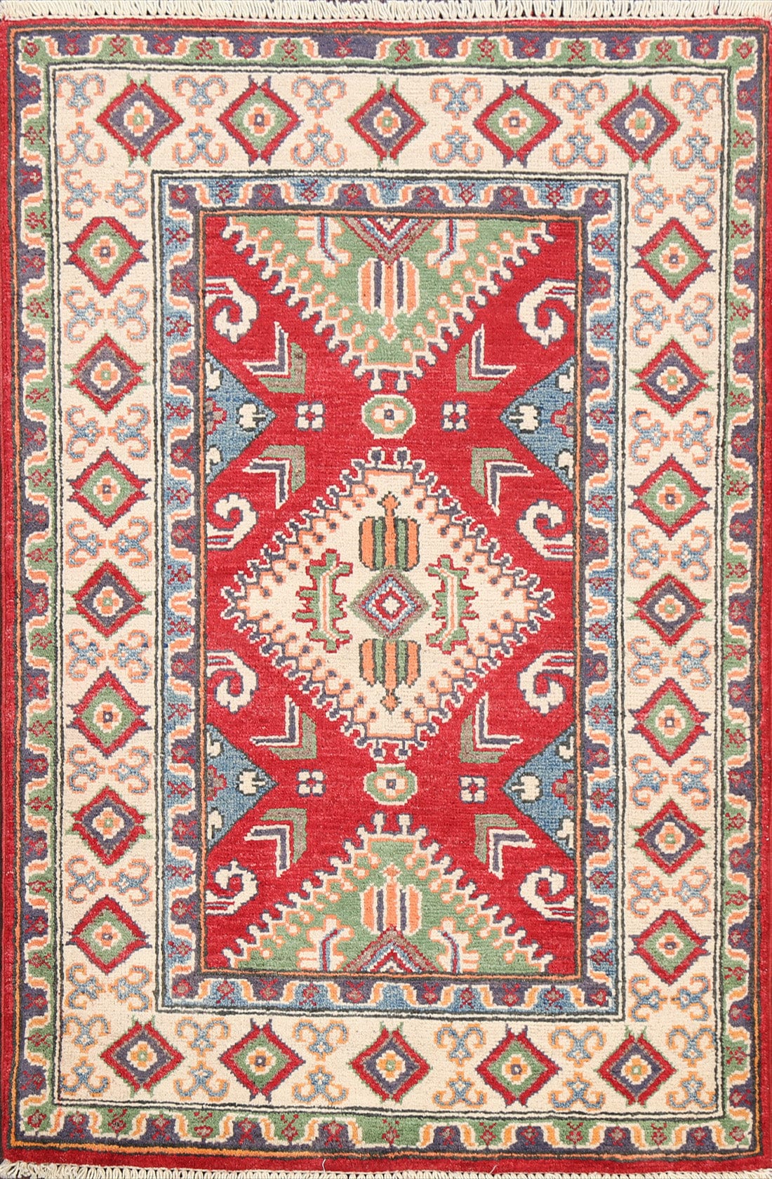 Geometric Kazak Oriental Area Rug 3x4