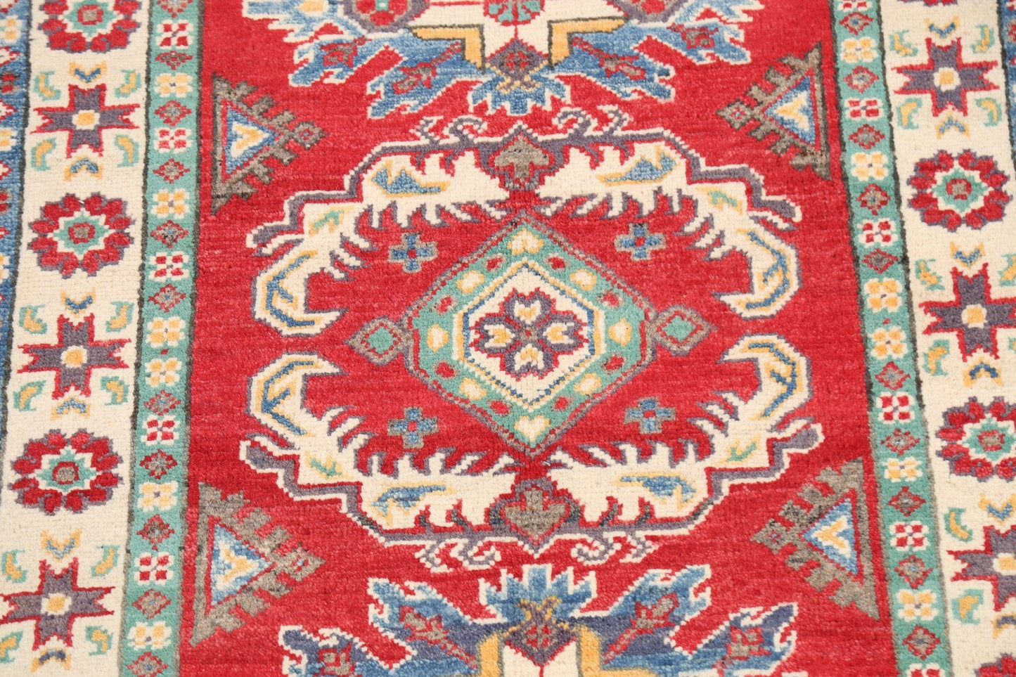 Geometric Kazak Oriental Area Rug 3x4