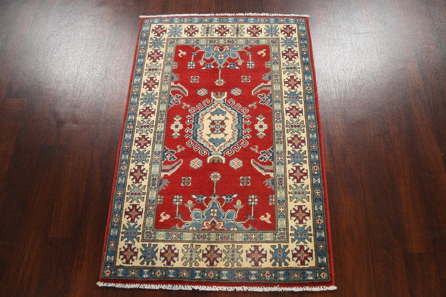 Geometric Kazak Oriental Area Rug 3x4