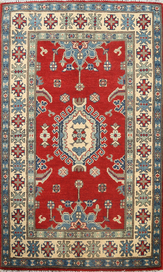 Geometric Kazak Oriental Area Rug 3x4