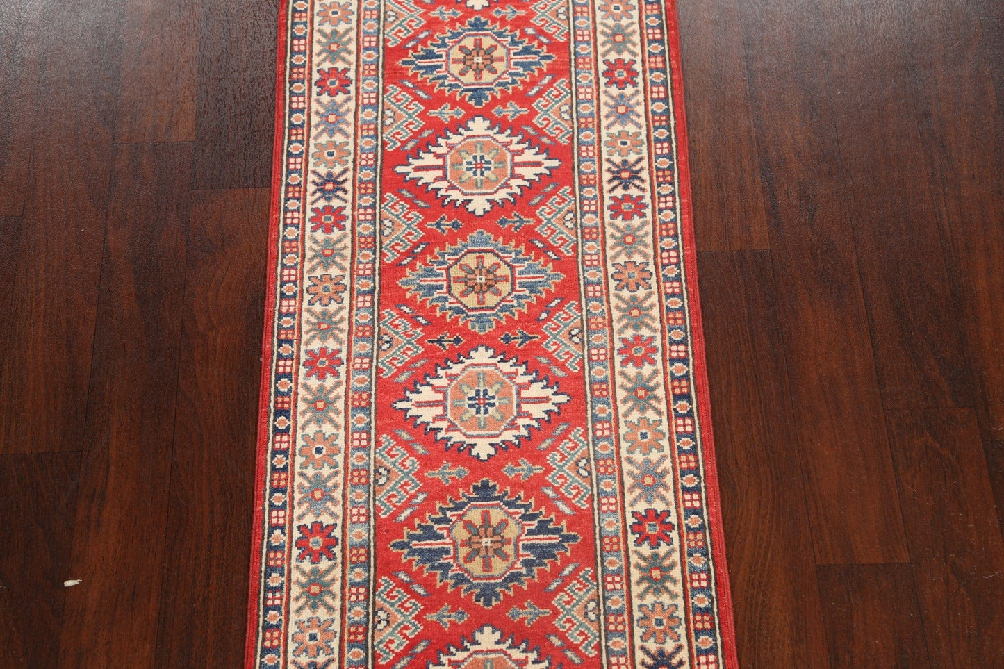 Geometric Kazak Oriental Runner Rug 2x6