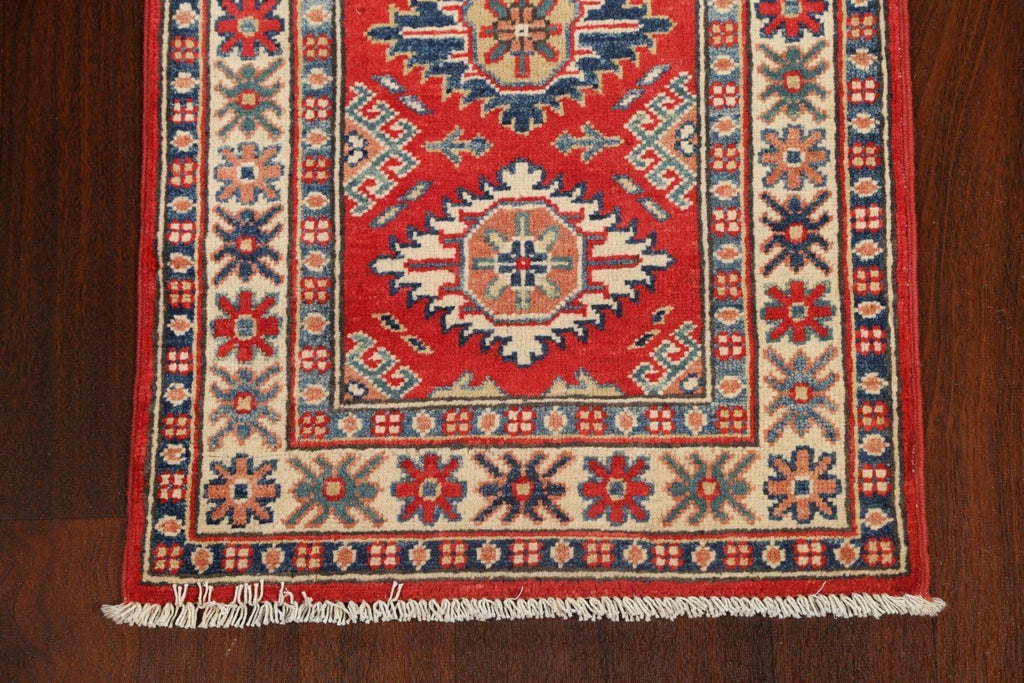 Geometric Kazak Oriental Runner Rug 2x6