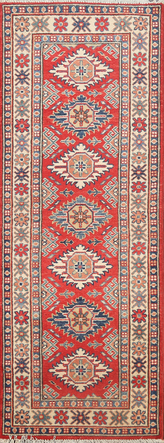 Geometric Kazak Oriental Runner Rug 2x6