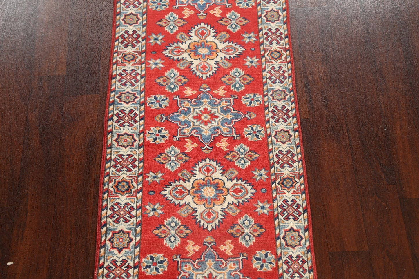 Geometric Kazak Oriental Runner Rug 2x6