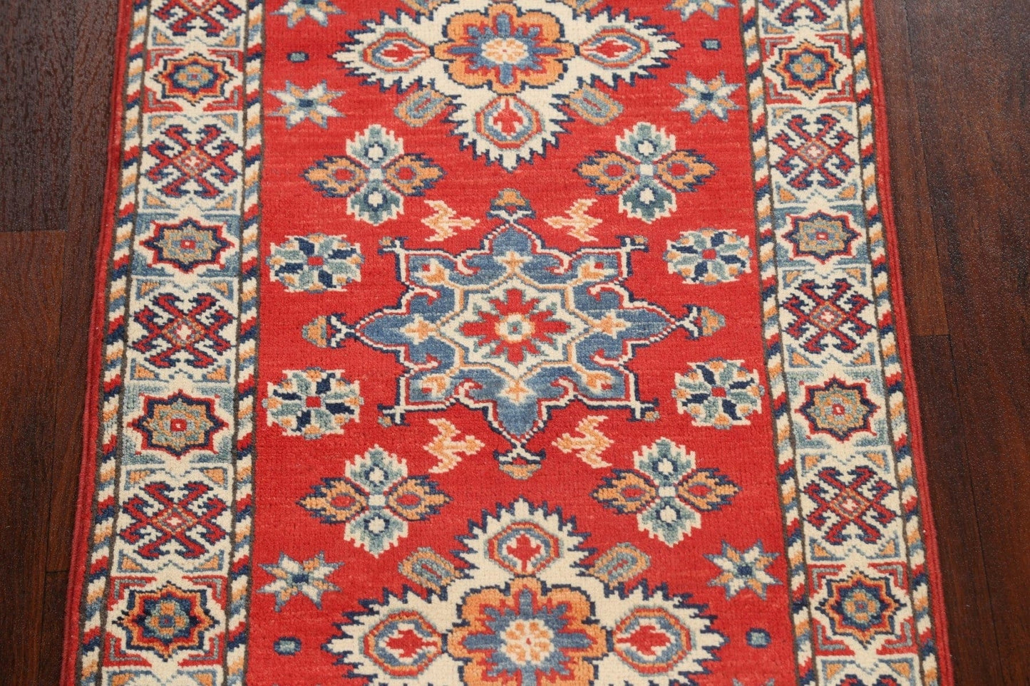 Geometric Kazak Oriental Runner Rug 2x6