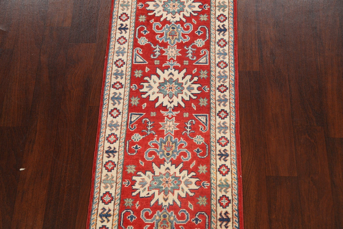 Geometric Kazak Oriental Runner Rug 2x6