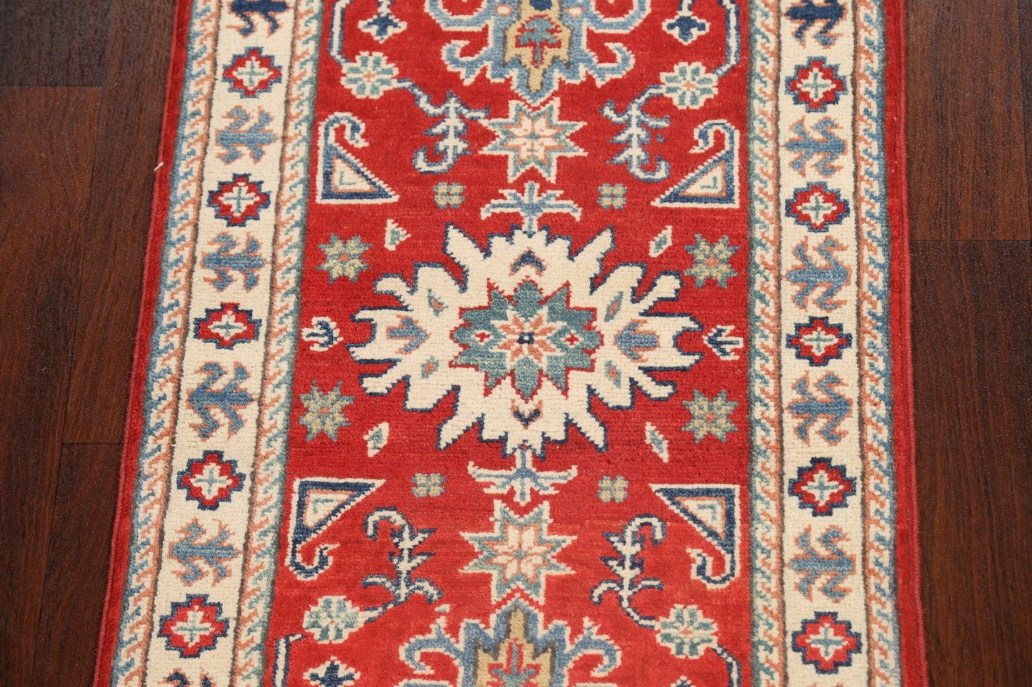 Geometric Kazak Oriental Runner Rug 2x6