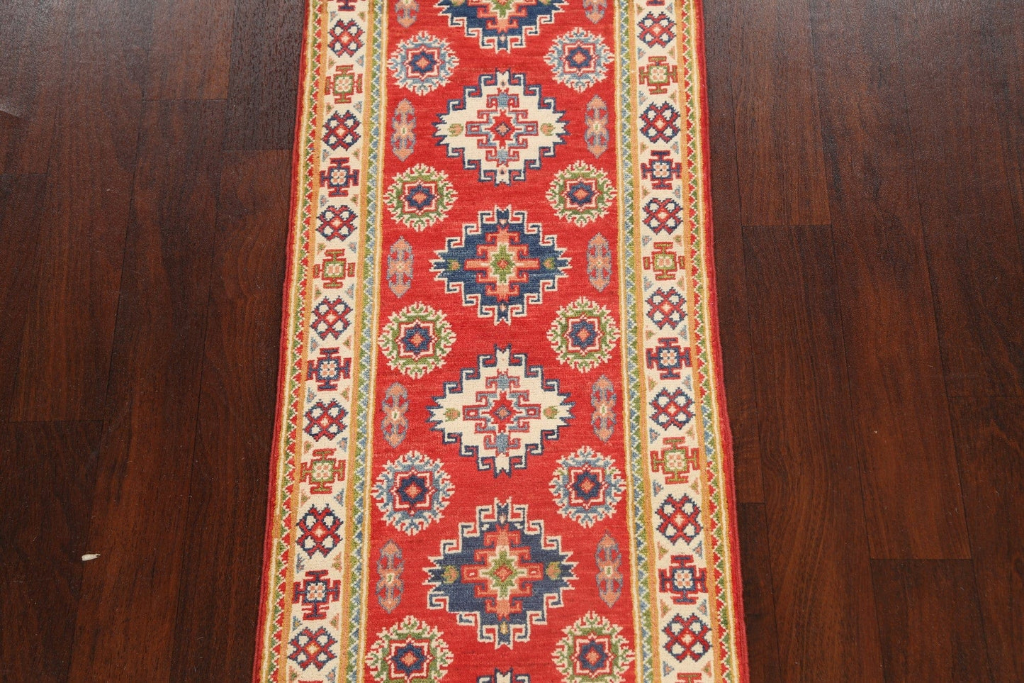 Geometric Kazak Oriental Runner Rug 2x6