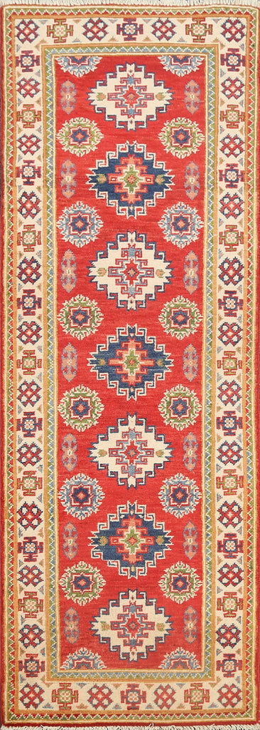 Geometric Kazak Oriental Runner Rug 2x6