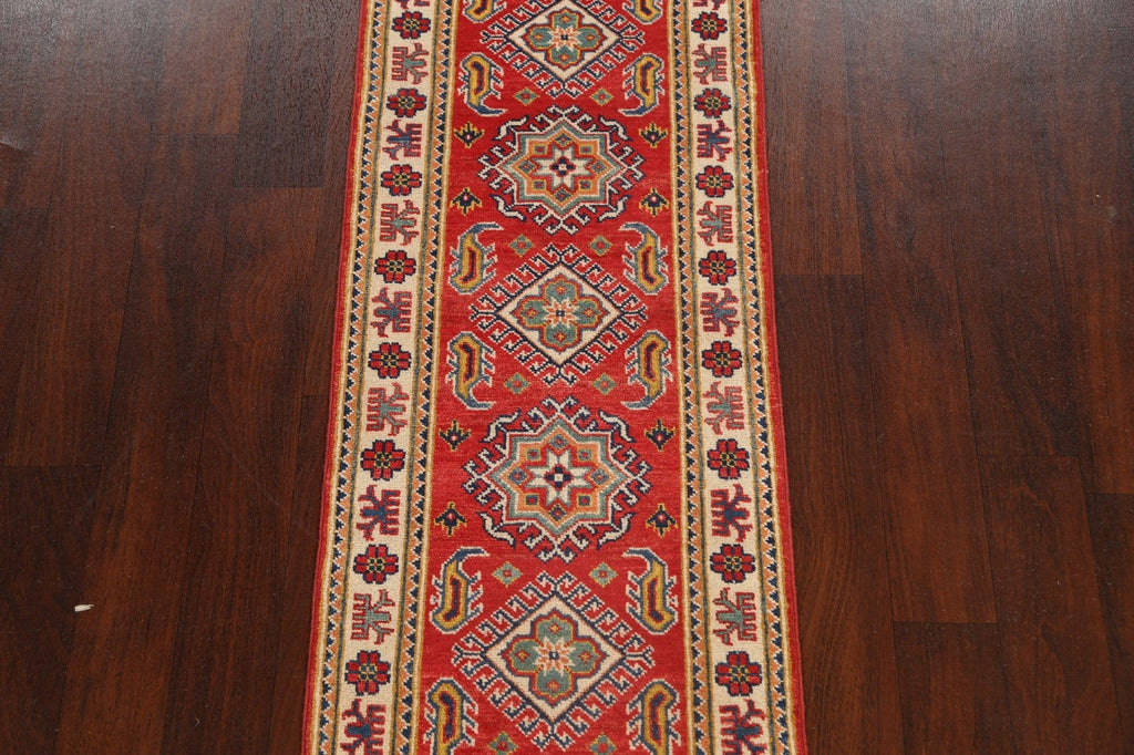 Geometric Kazak Oriental Runner Rug 2x6