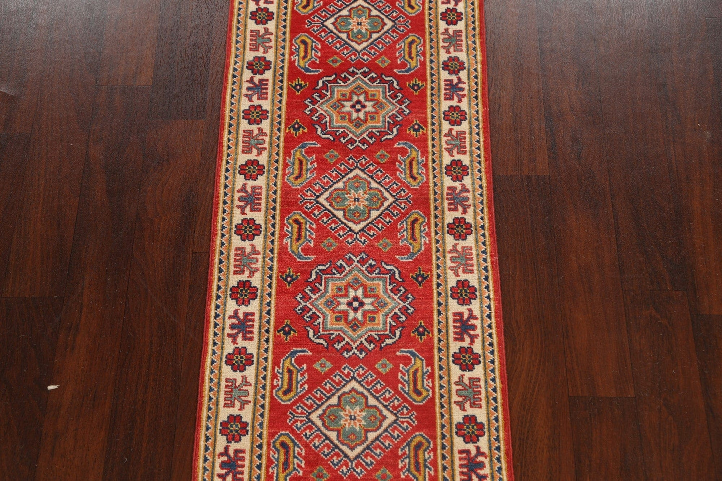 Geometric Kazak Oriental Runner Rug 2x6