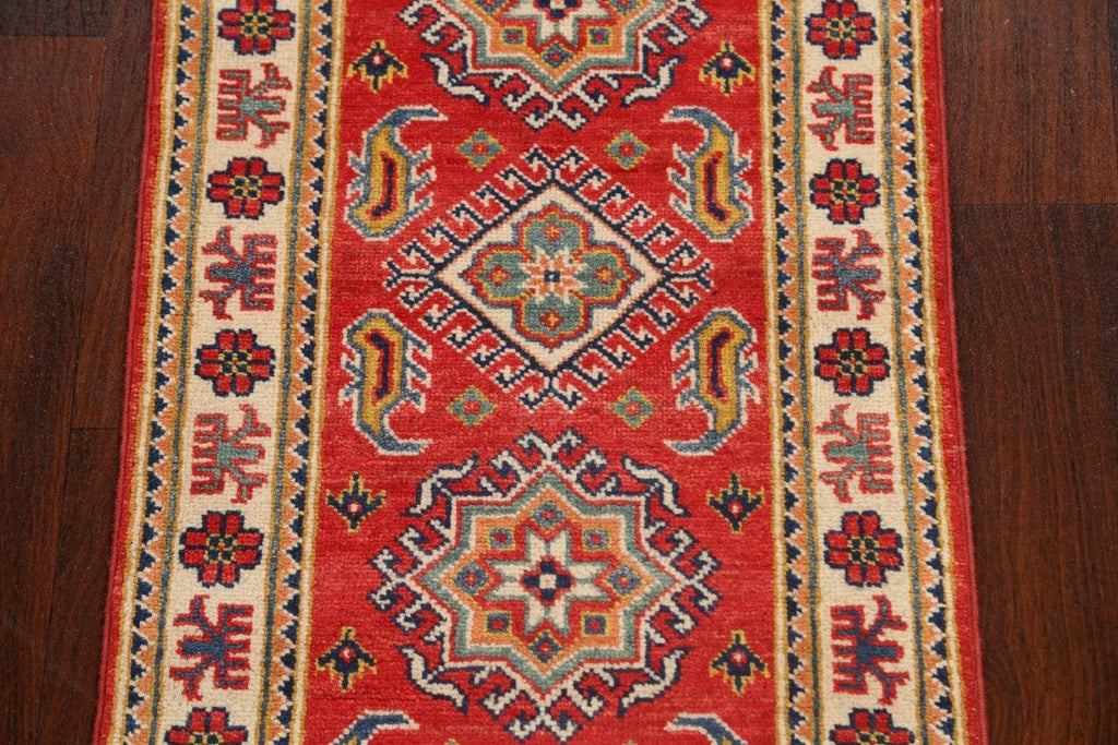 Geometric Kazak Oriental Runner Rug 2x6