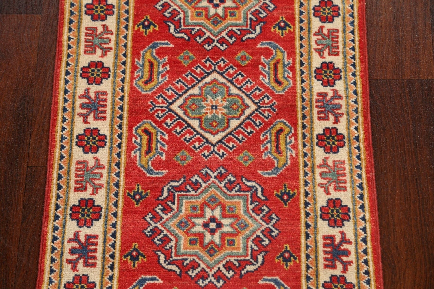 Geometric Kazak Oriental Runner Rug 2x6