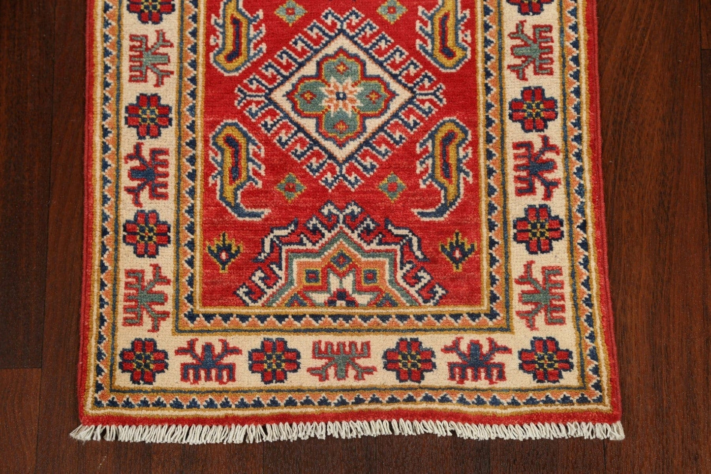 Geometric Kazak Oriental Runner Rug 2x6