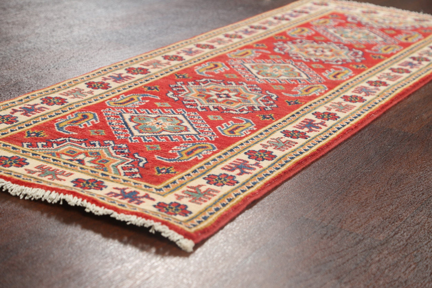 Geometric Kazak Oriental Runner Rug 2x6