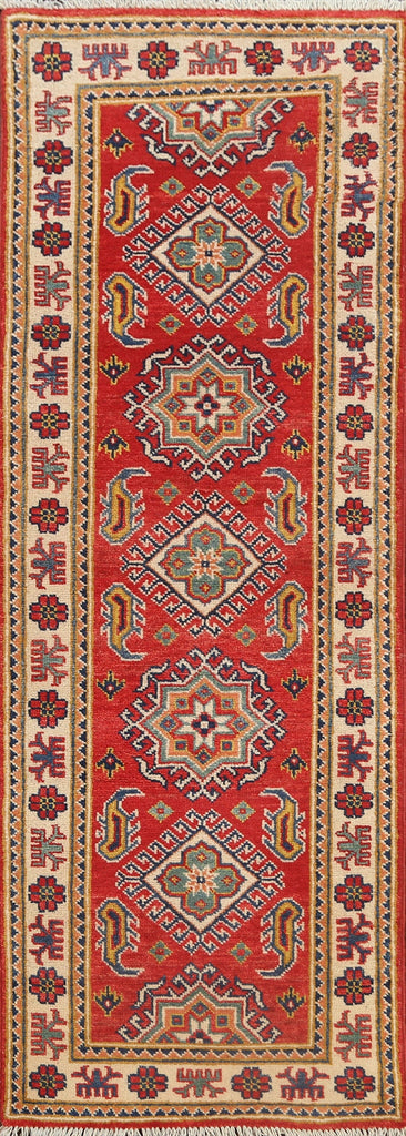 Geometric Kazak Oriental Runner Rug 2x6