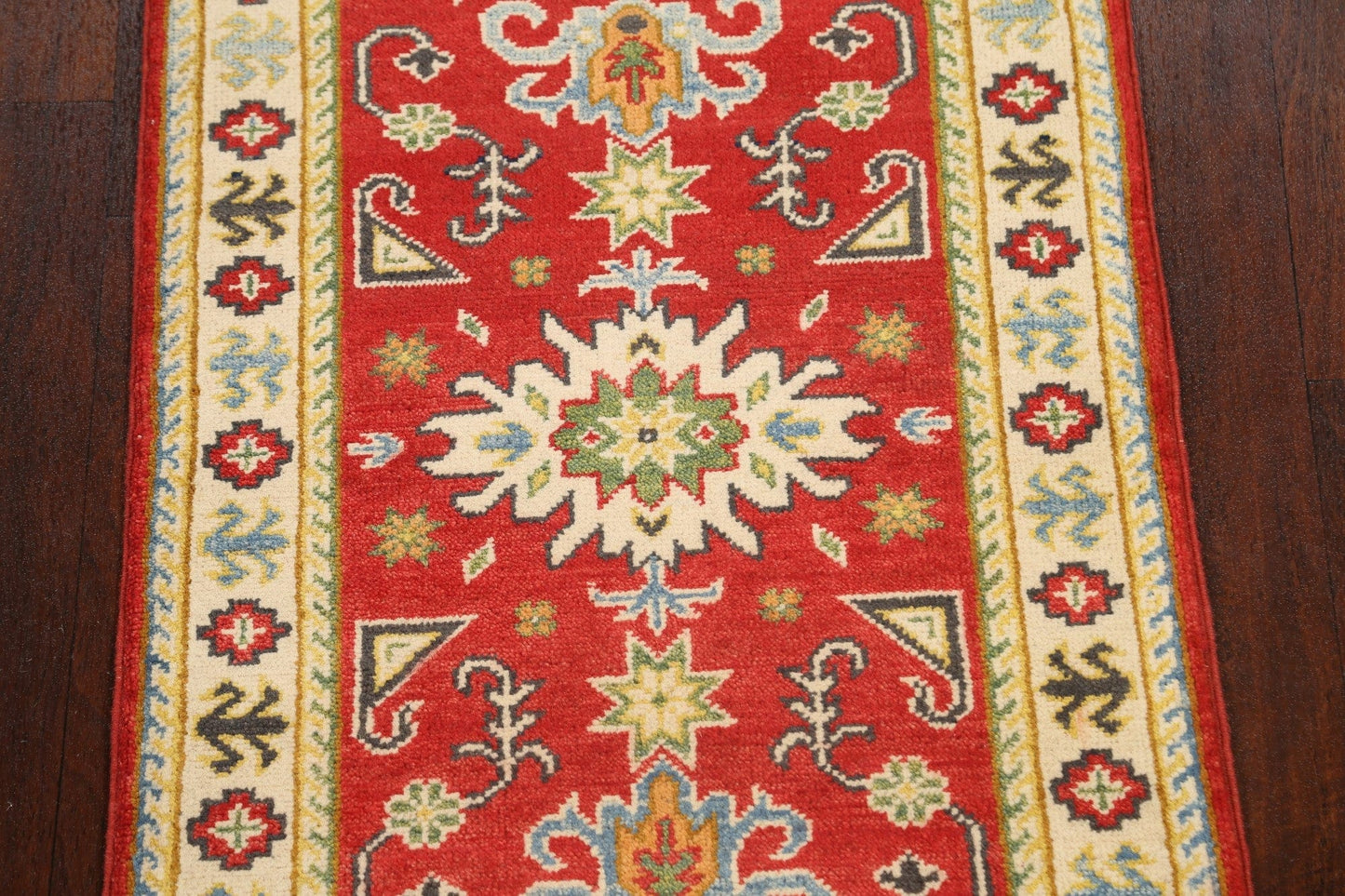 Geometric Kazak Oriental Runner Rug 2x6